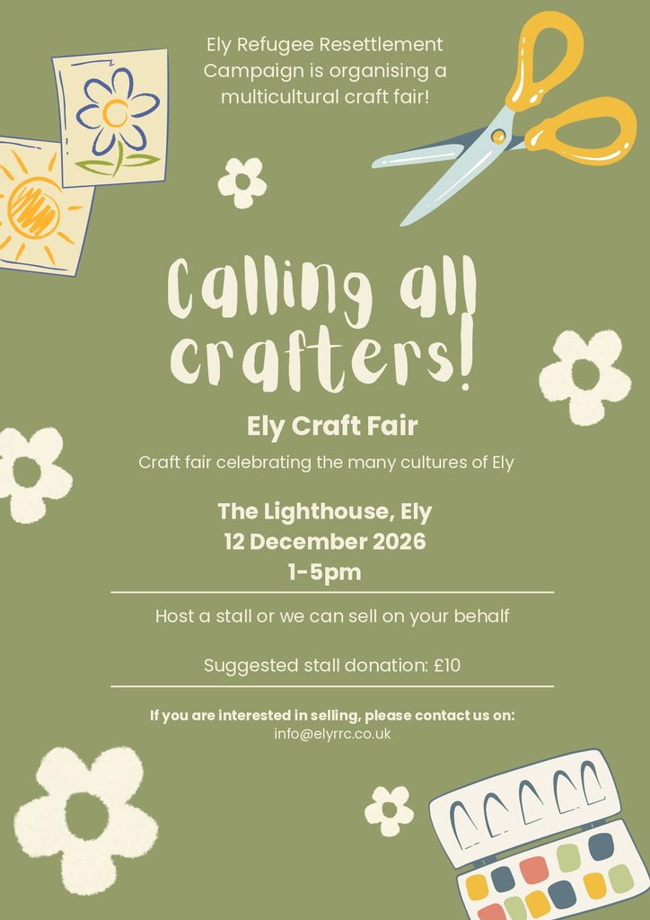 A flier calling for crafters and makers to take part in an Ely craft fair, hosted by ElyRRC, Contact info@elyrrc.co.uk for more information